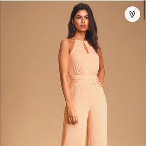 Lulu’s Beachcomber Peach Wide Leg Jumpsuit